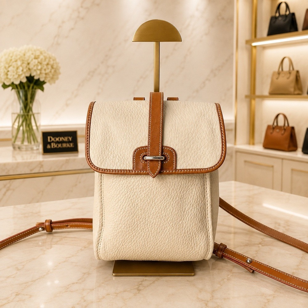 Dooney & Bourke Vintage All Weather Leather Mini Backpack Cream Tan USA Made